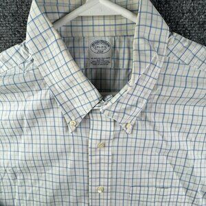 Brooks Brothers Men Button Up Shirt Long Sleeve 17.5 32/33 Slim Fit Stretch